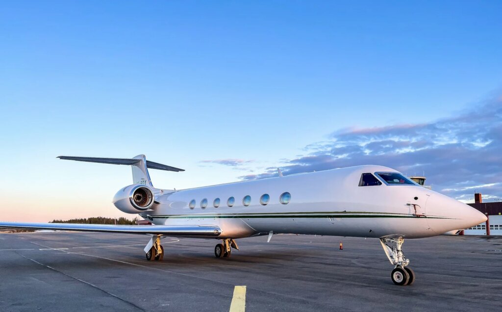 Private jet on a runway